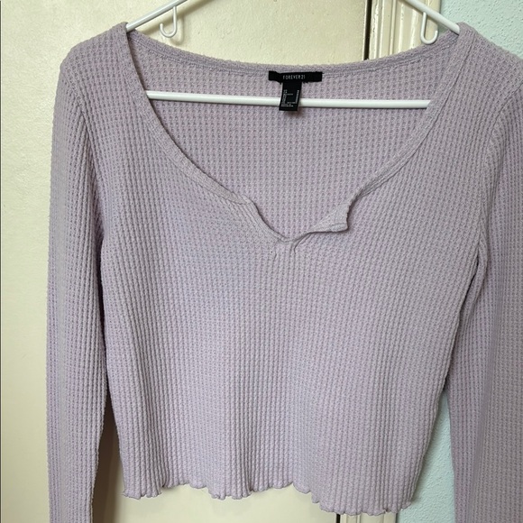 Forever 21 Ribbed Purple Crop Top with Scalloped Neckline - Picture 7 of 7